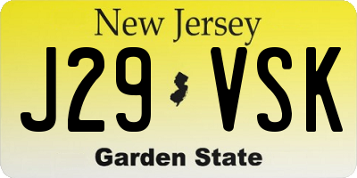 NJ license plate J29VSK
