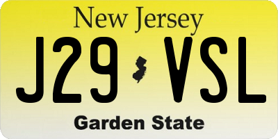 NJ license plate J29VSL