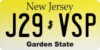 NJ license plate J29VSP