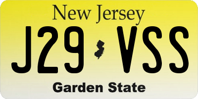 NJ license plate J29VSS
