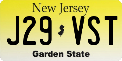 NJ license plate J29VST