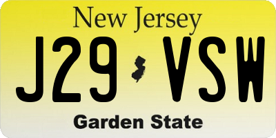 NJ license plate J29VSW