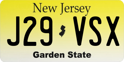 NJ license plate J29VSX