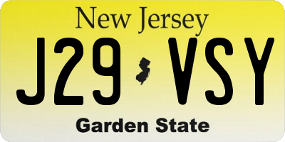 NJ license plate J29VSY
