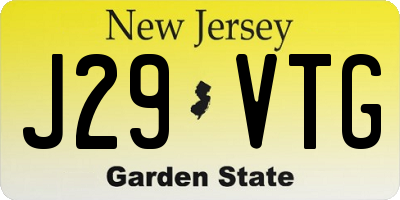 NJ license plate J29VTG