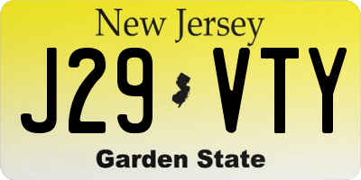 NJ license plate J29VTY