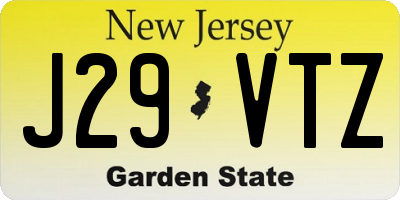 NJ license plate J29VTZ