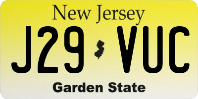 NJ license plate J29VUC