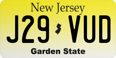 NJ license plate J29VUD