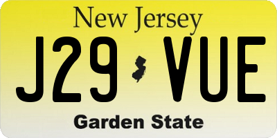 NJ license plate J29VUE