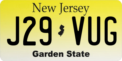 NJ license plate J29VUG