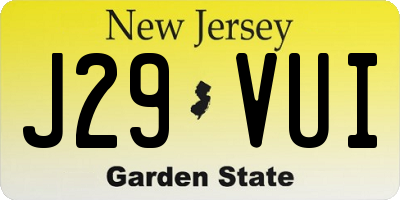 NJ license plate J29VUI
