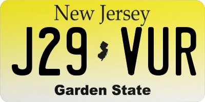NJ license plate J29VUR