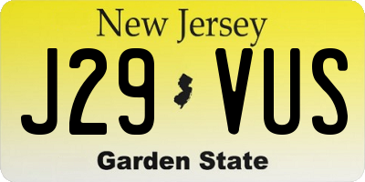 NJ license plate J29VUS