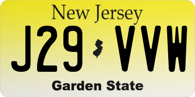 NJ license plate J29VVW