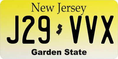 NJ license plate J29VVX