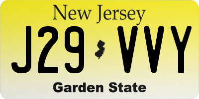 NJ license plate J29VVY