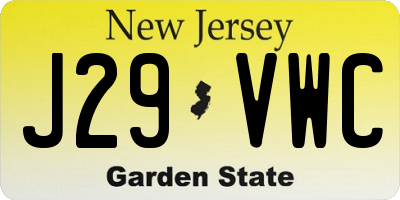 NJ license plate J29VWC
