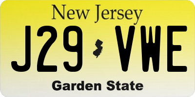 NJ license plate J29VWE