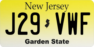 NJ license plate J29VWF