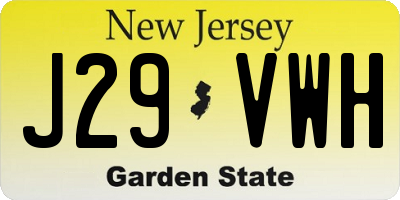 NJ license plate J29VWH