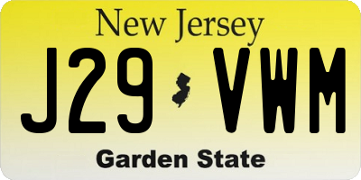 NJ license plate J29VWM