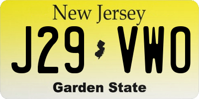 NJ license plate J29VWO