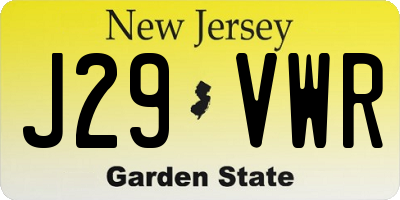 NJ license plate J29VWR
