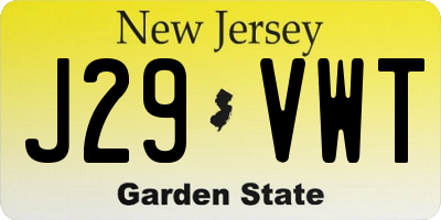 NJ license plate J29VWT