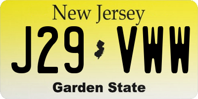 NJ license plate J29VWW