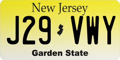 NJ license plate J29VWY