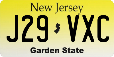 NJ license plate J29VXC