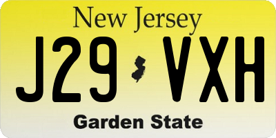 NJ license plate J29VXH