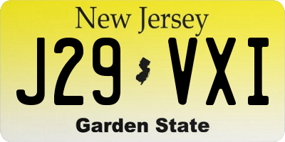 NJ license plate J29VXI