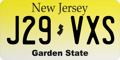 NJ license plate J29VXS