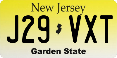 NJ license plate J29VXT