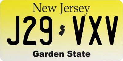 NJ license plate J29VXV