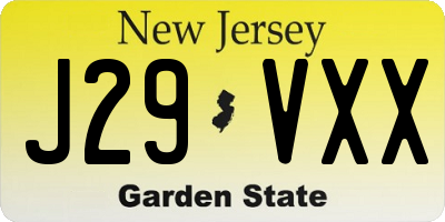 NJ license plate J29VXX