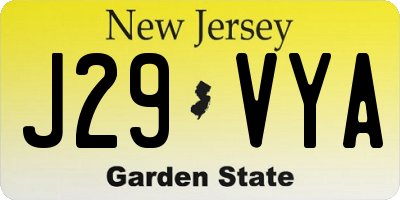 NJ license plate J29VYA