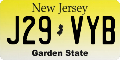 NJ license plate J29VYB