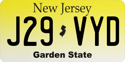NJ license plate J29VYD