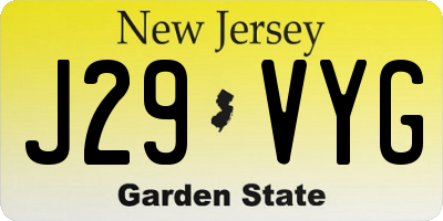 NJ license plate J29VYG