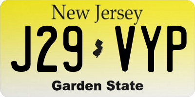 NJ license plate J29VYP
