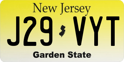 NJ license plate J29VYT