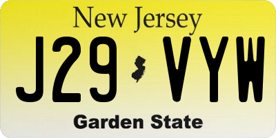 NJ license plate J29VYW