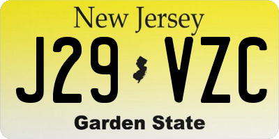 NJ license plate J29VZC