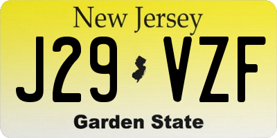 NJ license plate J29VZF