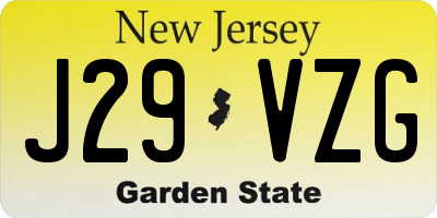 NJ license plate J29VZG