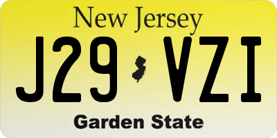 NJ license plate J29VZI
