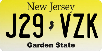 NJ license plate J29VZK